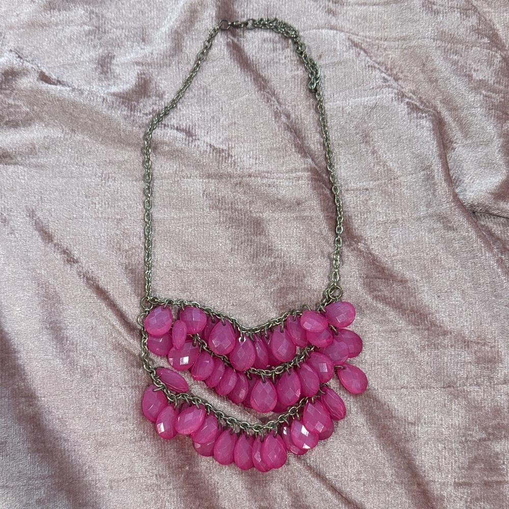 Pink Beaded Statement Necklace - Women's Jewelry